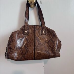 Barr Barr New York Brown Snake Print Leather Shoulder Bag